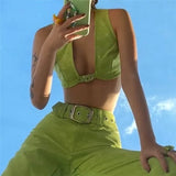 Summer Fashion Short Camisole Sleeveless PU Leather Top Casual High-Street For Women Daily Outing Clothes