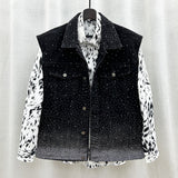 Fashion Hot Full Of Star Denim Vest Coat Men's Fried Street Loose Sleeveless Vest Horse Clip