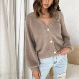 Elegant Long Sleeve Mohair Sweater Women 2020 New Single-Breasted Female Short Cardigan Soft Flexible Knitted