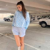 Vintage floral print sweater women Knitted harajuku fall winter sweater ladies Lazy loose jumper top Lovely street