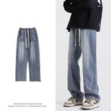Jeans Men's Summer Style High Street Loose Wide Leg Trousers Tide Brand Casual Straight Overalls Trousers-Outfit