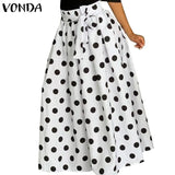 Skirts Polka Dot High Waist Long Skirt 2021 VONDA Female Sexy Pleated Party Maxi Skirts Faldas De