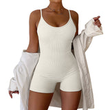 Women Short Skinny Sling Romper Summer Clothes Solid Color Sleeveless Backless Jumpsuit Female Clothing Streetwear-Outfit