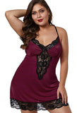 Sexy Plus Size Straps V Neck With Lace Mini Dress