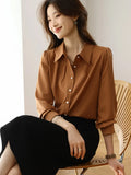Toloer 2025 New Solid Color Shirt Slim Fashion Shirt Elegant Temperament Commuting OL Chiffon