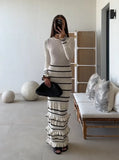 Leaf Side Knitted Dress Autumn And Winter 2025 Impact Color Splicing Elegant Retro
