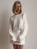 Shooting-2025 Explosion Comfortable Warm Solid Color Round Collar Knitted Tie-Up
