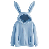 Autumn Winter Women Hoodies Kawaii Rabbit Ears Fashion Hoody Casual colors Solid Color Warm Sweatshirt Hoodies For