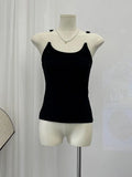 Cut off Strap Cropped Top White Camisole Women White Sexy Fashion Tank Top Summer Streetwear Vest Slim Sleeveless-Outfit