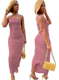 One Shoulder Pleated Long Party