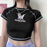 Angel Printed Short Sleeve Crop Top T Shirt Women Summer Clothes Cute Print T-shirt Ladie Streetwear Tee Shirt