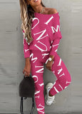 Letter Print Casual Shirt and Pants 2pc