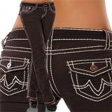 Jeans High Waisted Straight Skinny Stretchy Pant Streetwear Ladies Tight Washed Bandage Denim Pencil Pants Trousers
