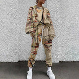 Tracksuit Two Piece Pullovers Cloting Long Sleeve Tie-dye Print Female Tops And Elastic Waist Pants Slim Casual