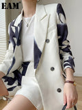 Women Pattern Printed Big Size Blazer New Lapel Long Sleeve Loose Fit Jacket Fashion Tide Spring Autumn 2023