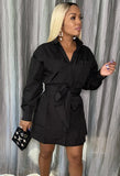 Casual Pocket With Belt Long Sleeve Shirt