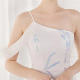 Sequin One Shoulder Slit Long Evening