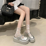New Sweet Cool Thick Soles To Height Mary Treasure Shoes Small Man Double Tied With Water Drill Half Slippers Women Can Wear