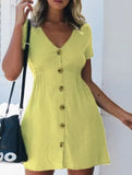 Dress Women 2021 Robe Femme Dress Sexy V Neck Short Sleeve Beach Casual Boho Pink Dress Plus Size Vestido De Mujer