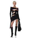 Women's New Sexy Shoulder Hollow Dress Metal Buckle Decoration Ribbon Bag Ass Dress Dress Dress