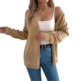 2025 Leisure Solid Color Hollow Lantern Long Sleeve Sleeve Sweater Long-Sleeved
