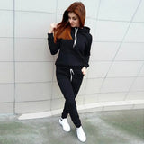 Autumn Winter 2 Piece Set Jogging Women Hoodies Pants Printed Sportswear Suits Jogging Femme Warm Girls Hoodie Sets