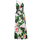 Floral Print Long Dress 2022 Summer Vintage Backless V-Neck Elegant Sleeveless Party Dress Femme Beach Loose Boho