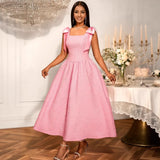 Women's Elegant Bow Dress T-Shirts With High-Waist A Party Evening Dress Party