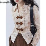 Women Vintage Shirts V-neck Floral Long Sleeve Y2K Crop Tops Shirts 2024 Busas Mujer De Moda Slim Fashion Short Blouses-Outfit