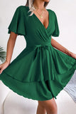 Waist Flutter Sleeve Ruffled