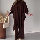2025 New Solid Color Retro Base Knitted Bat Shirt Shawl Three Sets Of