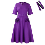 Women's 2025 Summer New Fashion V-Neck Elegant Short-Sleeved Waist A-Size