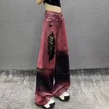 Mm Ocean Color Ripped Jeans Women's Large Size Summer New High-Rise Loose Thin Straight Leg