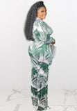 Formal Print Knotted Crop Top and Matching Pants 2PC