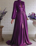 Spring-Summer Popular Color Hanging Waist Hanging Neck Big Swing Sexy Avocado Green Dress Solid Color Long Dress