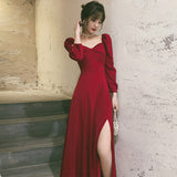 Elegant Party Dress Women Spring French Split Designer Midi Dress Female High Street Casual Korean One-piece Dress 2022