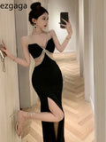 Temperament Dresses Women Sleeveless Split Sexy Slim V Neck Patchwork Split Sexy Dress Ladies Party Backless Chic-Outfit