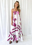 Long Dress Casual Square Collar Sleeveless Bohemian Shoulder Strap Flower Dress