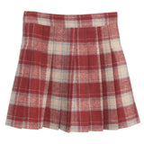 Real Shooting Lattice Folded Skirt Woman 2023 Winter Dress Hair To Prevent Light Half-Dress Skirt High Waist Thin Word Short Skirt