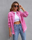 New Long-Haired Burrowed Denim Jacket Women Autumn Winter Long Sleeve Casual Collar