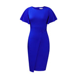 Leaves Sleeves Tight Banded Professional Solid Women's Dress African Large-Size