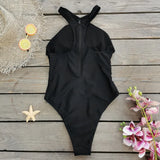 Pure Black Cross-Sectional Sexy Swimsuit Women 2025 New Sleeveless
