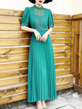 Elegant Half-High Collar Bubble Sleeve Pressure Folding Dress With Thin Temperament Female Chiffon Long