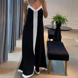 Toloer Women's Wear Temperament Elegant Contrast Color V-Collar Long Halter