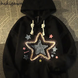 Sweatshirts Women Clothing Vintage Star Embroidery Oversized Tops 2023 Ropa Mujer Hooded Casual Fashion Y2k Hoodies-Outfit