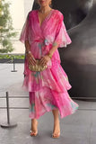 New Women's Printed Layered Dress
