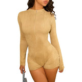 Burst Jumpsuit Zipper High-Collar Women's Tight-Sleeved