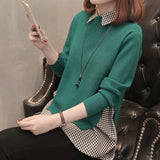 Women Clothes Spring Autumn Shirt Knit Pullover Sweater Two-Piece Sweater Women Casual Loose Large Size Shirt Bottoming