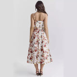 Summer Women's New Sweet And Spicy Wind Flower Long Dresses With Hanging