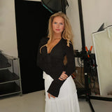 Autumn 2025 New Fashion Chiffon Shirt Small Fragrant Temperament Laded Horn Sleeve Top
